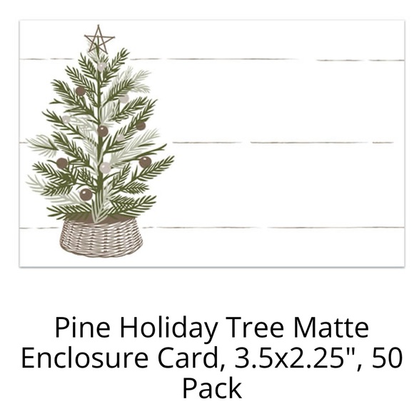 Pine Holiday Tree Matte Enclosure Card 3.5x2.25" Pack of 50 - Picture 2 of 6